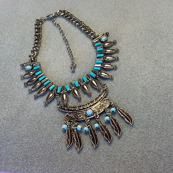 FINAL SALE PRICE Silver & Turquoise Native Look Adjustable Necklace’s - Picture 1 of 6